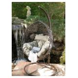 Kylie Wicker Hanging Basket Cushioned Chair by Christopher Knight Home