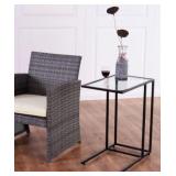 Cost way Tempered Glass Side Table, Black