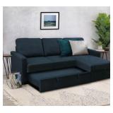 Abbyson Newton Sofa Bed Sectional, Navy Blue- Retail:$999.99