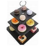 Malacasa 3 Tier Black Stone Serving Tray