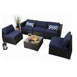Phi Villa 6-piece Outdoor Rattan Sectional Sofa Set- Retail:$730.99