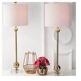 Hollis 34" Metal LED Table Lamp, Brass with Crystal Base (Set of 2) by JONATHAN Y