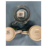 Two coffee mugs and a glass tankard inscribed Lance