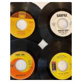 45 rpm records featuring Beatles, Stevie Wonder, Grass Roots, Bobby Boris Pickett and more