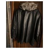 Fashionable J Percy for Marvin Richards leather coat with faux fur sz M