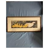 13 x 27-1/2 inches fabric wall art with glass