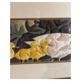 13 x 27-1/2 inches fabric wall art with glass