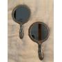 Two exquisite heavy vintage hand held mirrors - looks and feels like silver/silver plated but no markings