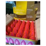 New Box of 25 Celebrations Holiday Pink LED Edison Super Bright Bulbs