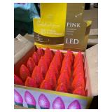 New Box of 25 Celebrations Holiday Pink LED Edison Super Bright Bulbs