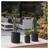 Glitzhome Set of 3 Eco-Friendly Oversized Faux Marble Plastic Pot Planters - Square Retail:$117.99