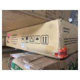 Linon Claridge 32" Backless Wood Bar Stool, Dark Brown with Red Faux Leather