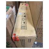 Linon Claridge 32" Backless Wood Bar Stool, Dark Brown with Red Faux Leather