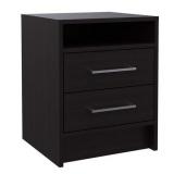 TUHOME Eter Nightstand End Table with 2 Drawers for Bedroom, Espresso
