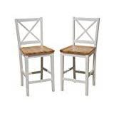 TMS Virginia Cross-Back 24" Stool, Set of 2, White/Natural