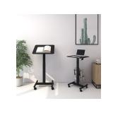 Flexispot Sit-Stand Mobile Laptop Standing Computer Cart with Swivel Top Movable Wheels Height Adjustable Desk Black Retail:$184.99