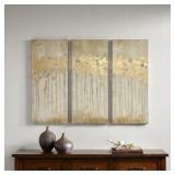 Copper Grove Corydalis Sandy Forest Taupe Gel Coat Canvas with Gold Foil Embellishment 3-piece Set Retail:$93.99