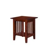 AH14204 Mission End Table With Apron Molding Detail Tapered Legs and Bottom Shelf in Antique
