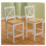 TMS Virginia Cross-Back 24" Stool, Set of 2, White/Natural