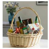 Natural Willow Oval Shaped Gift Basket Fruit Bowl Bread Serving Tray with Handle