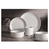 Safdie & Co. 16-Piece Stoneware Dinnerware Set, White, Ridge