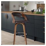 Armen Living Shelly Counter or Bar Height Swivel Barstool in Walnut Wood Finish with Brown PU Counter Height - 23-28 in. Retail:$141.99