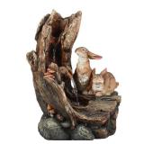 Luxen Home Resin Bunnies Outdoor Fountain with LED Lights