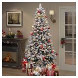 Maypex Lighted Flocked Green Spruce Artificial Christmas Tree Retail:$239.99