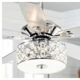 52-inch Crystal Chandelier Wooden 5-Blade Ceiling Fan with Remote Retail:$219.99