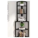 5 Tier Corner Bookshelf Bookcase for Living Room Home Office - N/A Retail:$129.99