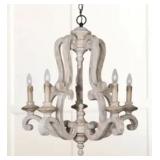 Antique White 5-light Wood Candle Chandelier Retail:$259.99
