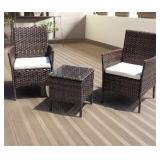 3 Piece Patio Furniture Set Rattan Chair with Coffee Table Retail:$169.99
