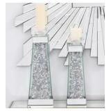 12.2in. Modernized Silver Crystal Candleholder