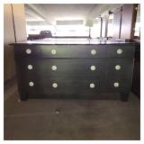 Dark Brown Credenza W/ a Glass Top