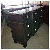 Dark Brown Credenza W/ a Glass Top