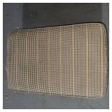 Leather Lounge Chair W/ Plaid Cushion