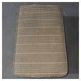 Leather Lounge Chair W/ Plaid Cushion