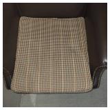 Leather Lounge Chair W/ Plaid Cushion