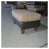 Leather Lounge Chair W/ Plaid Cushion
