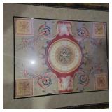 Large Colorful Artpiece W/ a Decortive Rope Frame