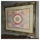Large Colorful Artpiece W/ a Decortive Rope Frame