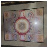 Large Colorful Artpiece W/ a Decortive Rope Frame