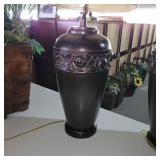 (2) Dark Brown Metal Floral Accent Lamps