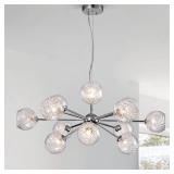 Ginherd Chrome 12-Light Satellite Chandelier with Clear Twisted Rib Glass Shades- Retail:$252.49