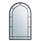 33" - Black- Glitzhome 33"H Oversized Arched Black Metal Glass Wall Mirror - 33"- Retail:$95.49