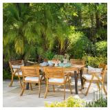 Della Outdoor 2 piece Acacia Wood Chairs with Cushions by Christopher Knight Home BROWN (2 CHAIRS ONLY)