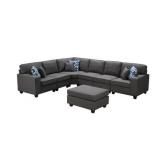 Casanova Left arm chair Section Dark Gray Linen (LEFT ARM CHAIR SECTION ONLY)