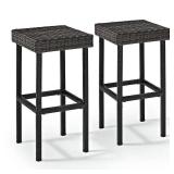 Palm Harbor Outdoor Wicker Bar Height Stool (Set Of 2)- Retail:$135.49