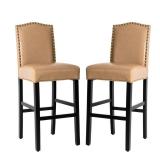 Glitzhome 45"H Faux Leather Bar Stool Counter Height Bar chairs(Set of 2) with Back- Retail:$339.99