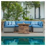 COSIEST Outdoor Furniture Wicker Right Corner seat and Left corner seats with cushions (CORNER SEATS ONLY)